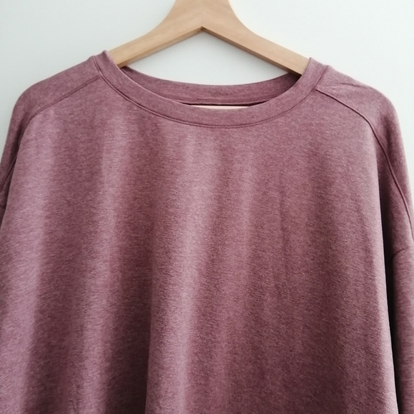 Girlfriend Collective ReSet Long Sleeve Tee Heathered Burgundy Medium - Picture 6 of 13